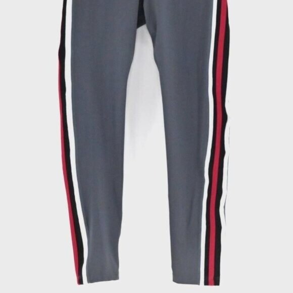 MINT LOVE Womens Grey Striped Compression Leggings Athletic Athleisure Sz Small - Picture 4 of 7